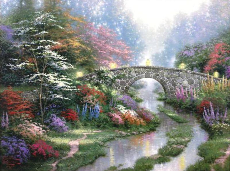 Appraisal: Thomas Kinkade Still Water Bridge Sweetheart Garden I Limited Edition