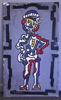 Appraisal: CORVINO Paolo Oil on Canvas Modernist Figure on Dark Gray