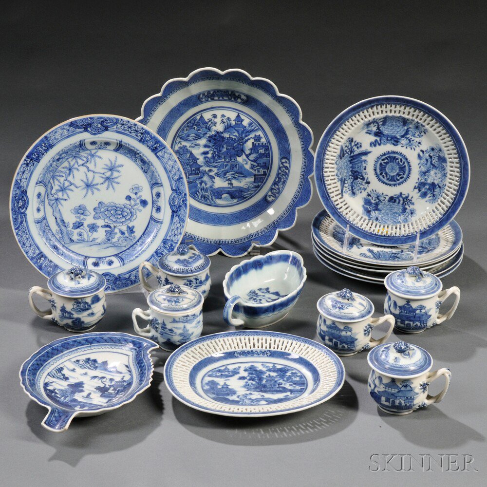 Appraisal: Seventeen Blue and White Decorated Chinese Export Porcelain Items th