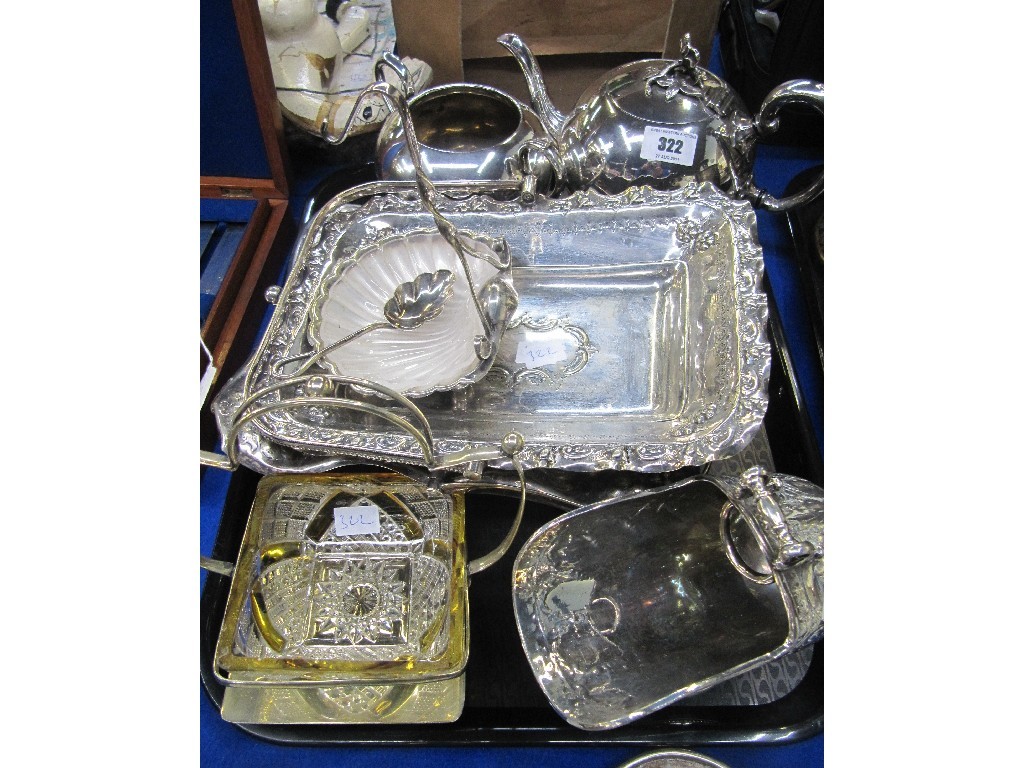 Appraisal: Tray lot of EP - teapot baskets sugar scuttle etc