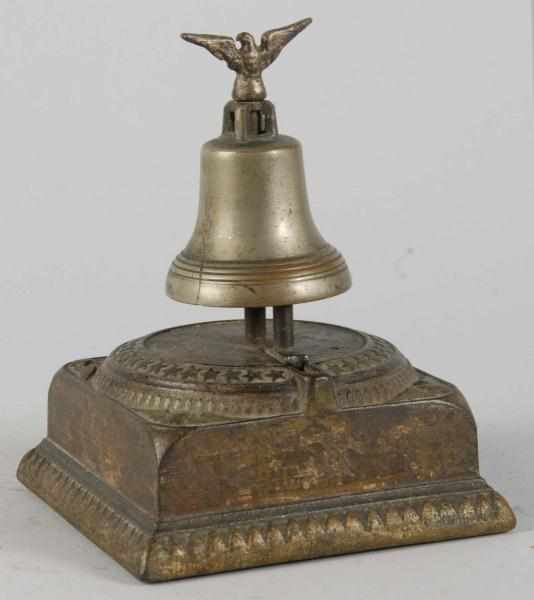 Appraisal: Cast Iron Centennial Bell Mechanical Bank Description Replaced eagle Condition