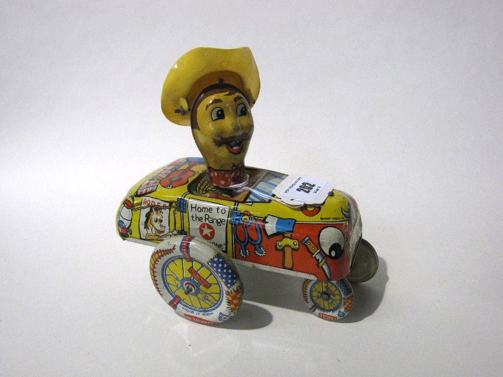 Appraisal: Tinplate clockwork toy Crazy Cowboy