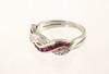 Appraisal: LADY'S RING - Platinum ruby and diamond band designed with