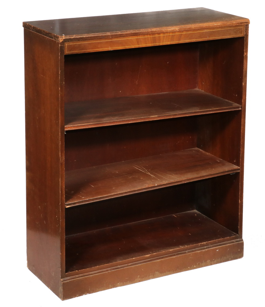 Appraisal: S MAHOGANY OPEN BOOKCASE Encyclopedia Britannica Premium Bookcase given when