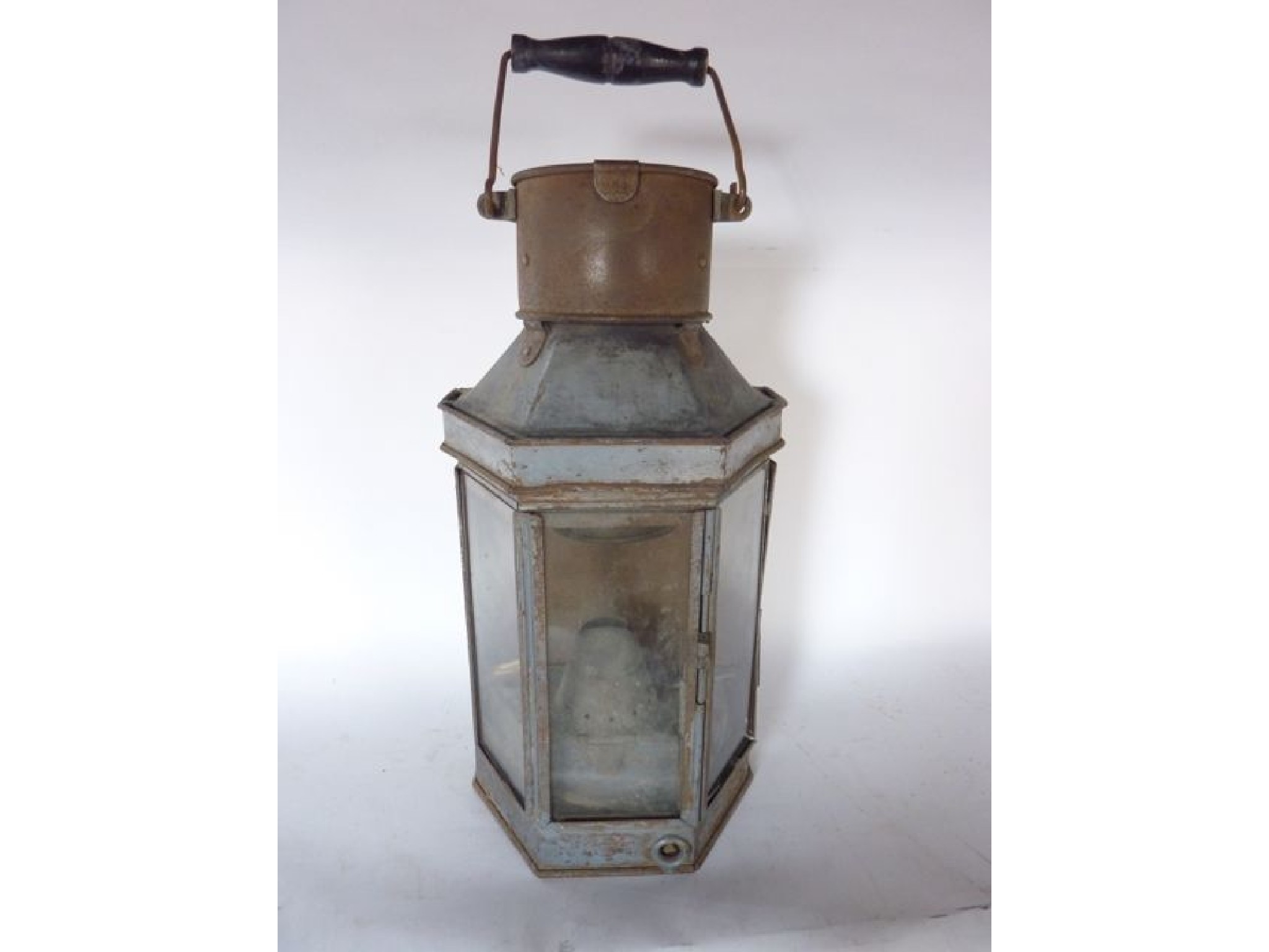 Appraisal: A steel framed wall hanging bulk head lantern with three