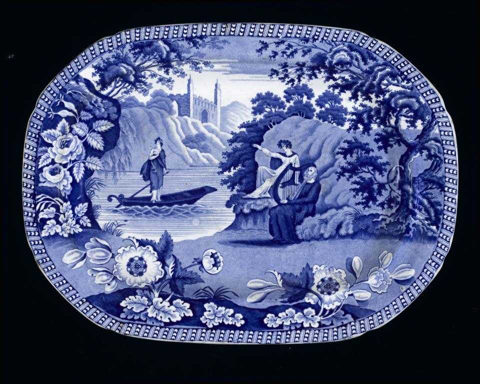 Appraisal: A THOMAS AND JOHN CAREY BLUE PRINTED EARTHENWARE LADY OF