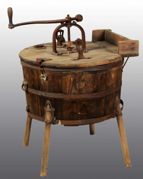 Appraisal: Early Wooden Washing Machine Description Circa Condition Good Size T