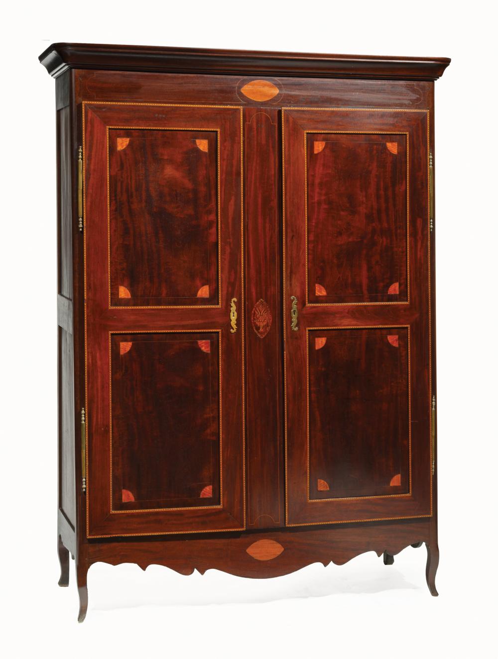 Appraisal: Louisiana dMahogany and Satinwood Inlaid Armoire early th c later