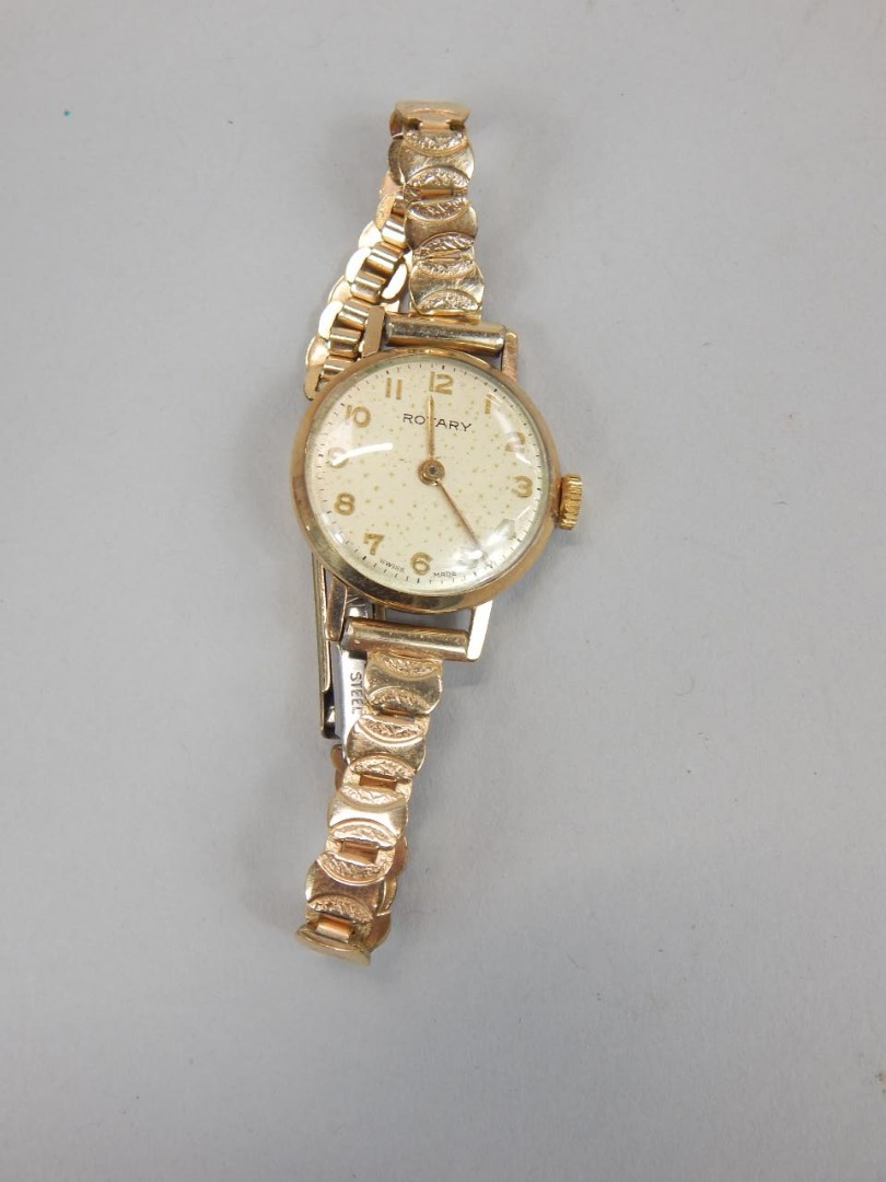 Appraisal: A Rotary ladies wristwatch with rolled gold strap stamped