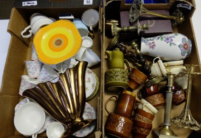 Appraisal: A collection of various pottery brass ware to include brass