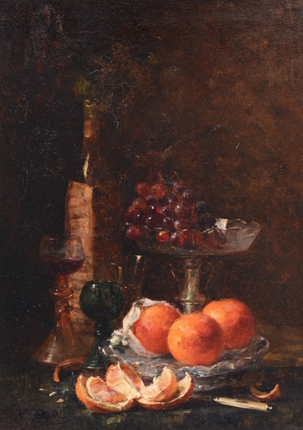 Appraisal: BELLIS Hubert Belgian - Still Life with Oranges Grapes and