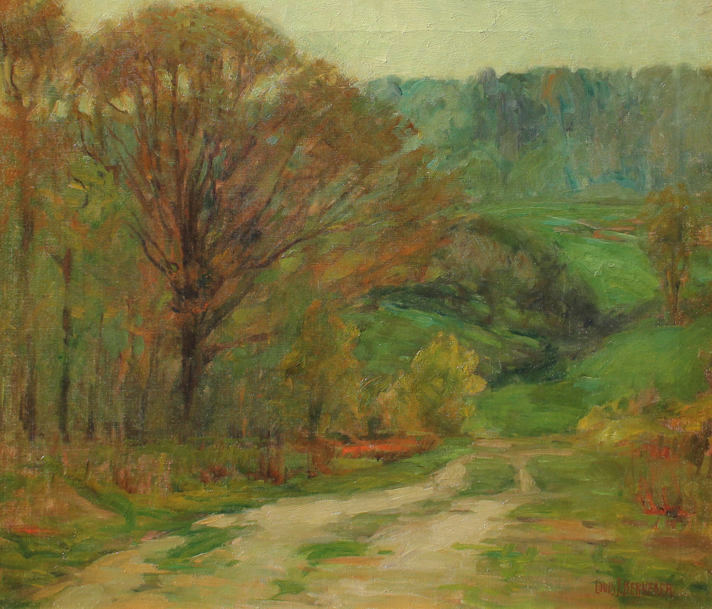 Appraisal: BERNEKER Louis American - Pastoral Scene with a hilly wooded