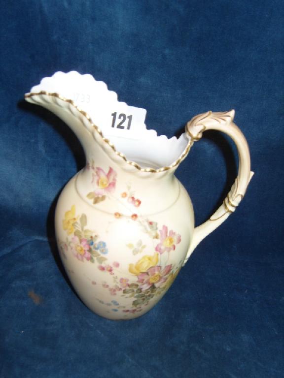 Appraisal: A Royal Worcester blush ivory jug with painted floral sprays