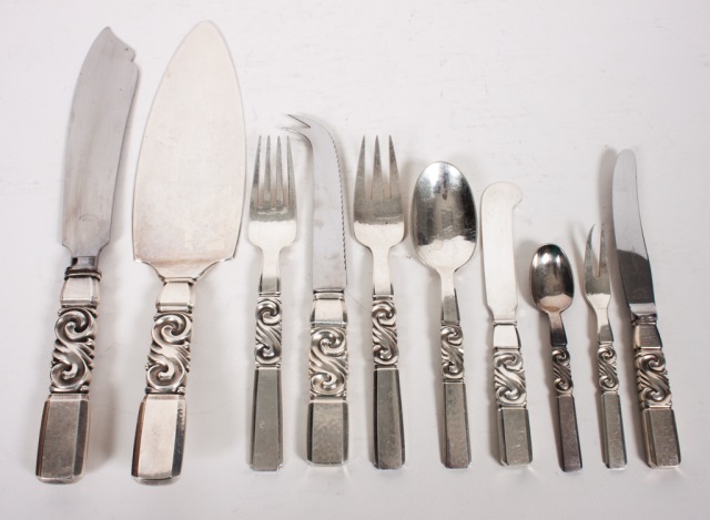 Appraisal: Georg Jensen sterling silver flatware service in the Scroll pattern