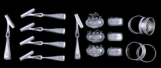 Appraisal: Collection of silver table articles silverplate individual asparagus tongs by