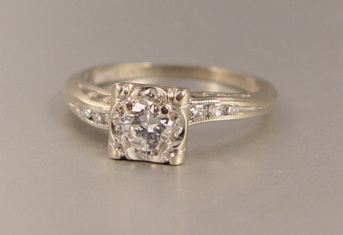 Appraisal: K PLATINUM DIAMOND ENGAGEMENT RING K white gold and platinum