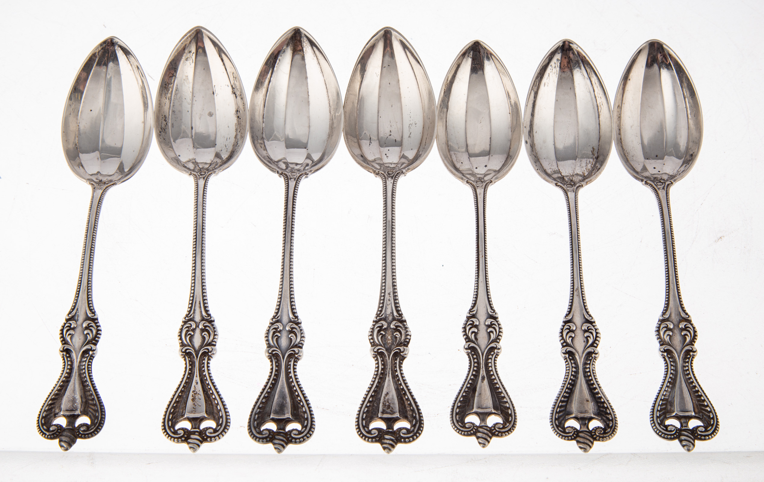 Appraisal: SEVEN TOWLE STERLING OLD COLONIAL TEASPOONS Six inscribed Helen with