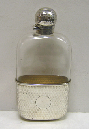 Appraisal: ENGLISH STERLING SILVER AND GLASS FLASK Maker C J F