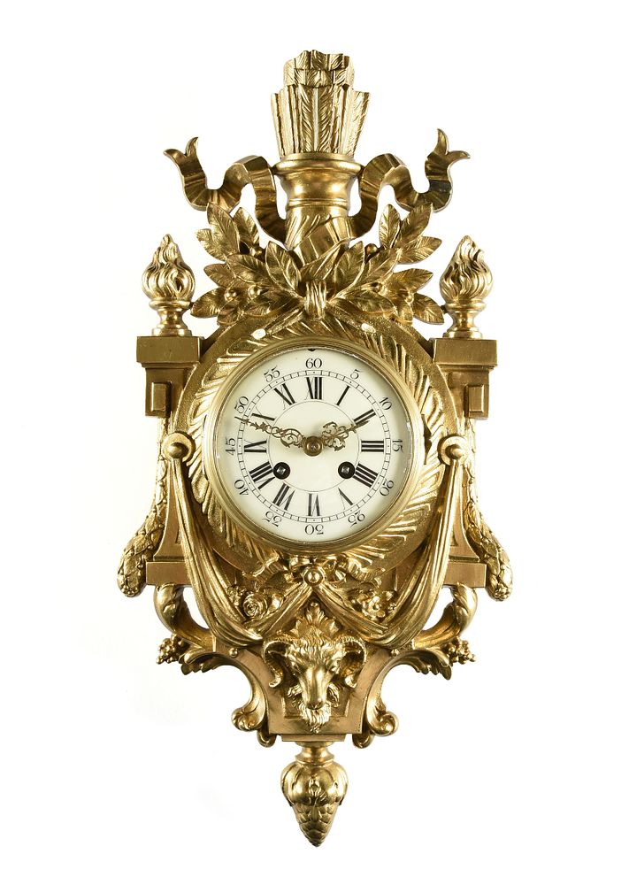 Appraisal: A LOUIS XVI STYLE GILT BRONZE CARTEL CLOCK JAPY FRERES