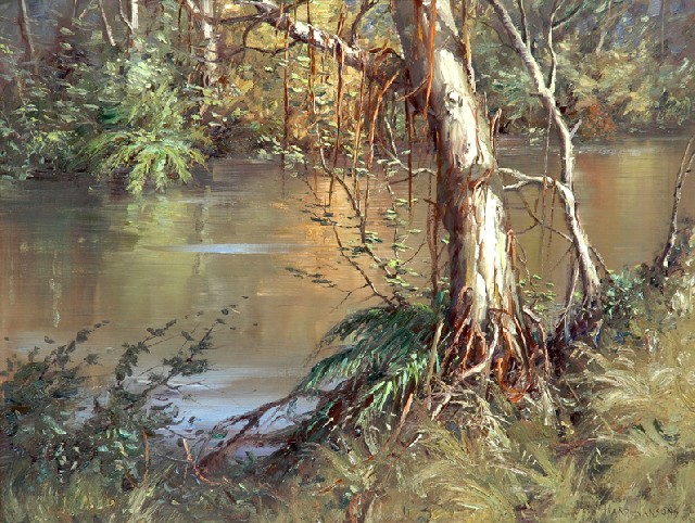 Appraisal: Ivars Jansons born River Landscape oil on board signed 'Ivars