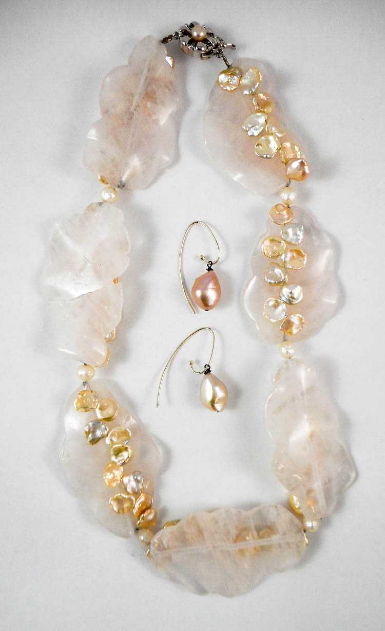 Appraisal: PEARL NECKLACE AND PAIR OF EARRINGS including an - inch