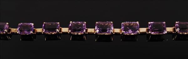 Appraisal: A amethyst bracelet designed as a graduated series of step