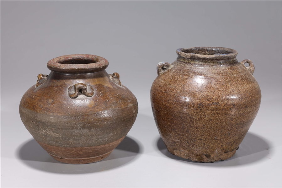 Appraisal: Two antique Yuan dynasty ceramic jars th century or earlier