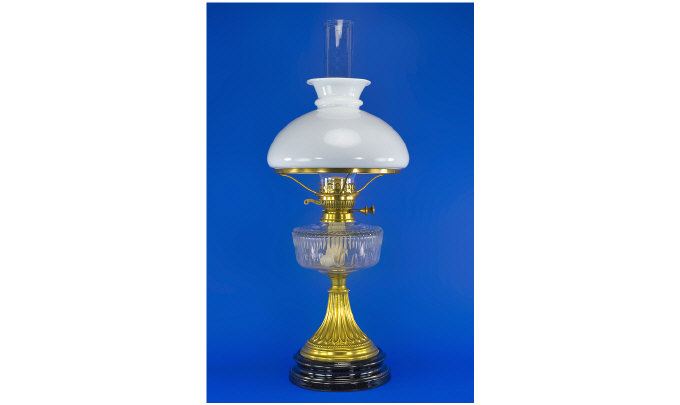 Appraisal: Victorian Brass and Glass Oil Lamp inches in height