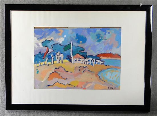 Appraisal: Watercolor of Seaside Scene In pastel colors Signed lower right