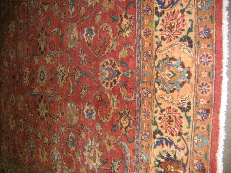 Appraisal: MESHED ROOM RUG The soft red field of allover floral