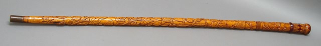 Appraisal: Civil War veteran's carved cane belonging to and name carved