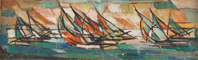 Appraisal: Jean Chevolleau French - Sailboats Gouache on paper laid on