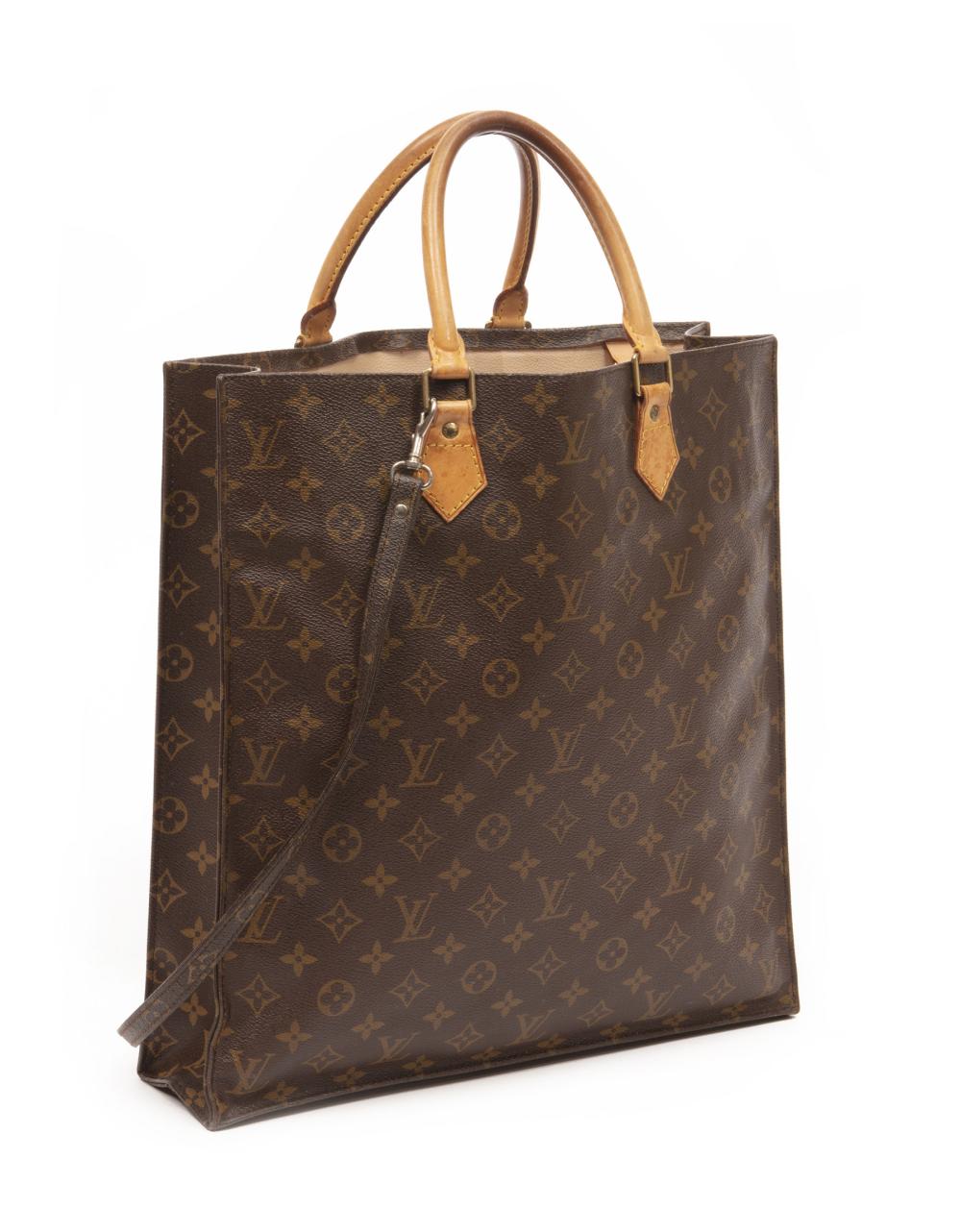 Appraisal: Vintage Louis Vuitton Monogram Canvas Sac Plat Tote Handbag brown