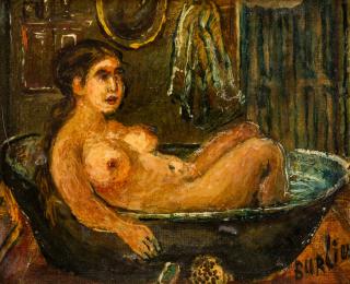 Appraisal: DAVID BURLIUK RUSSIAN - The Bath oil on canvas laid