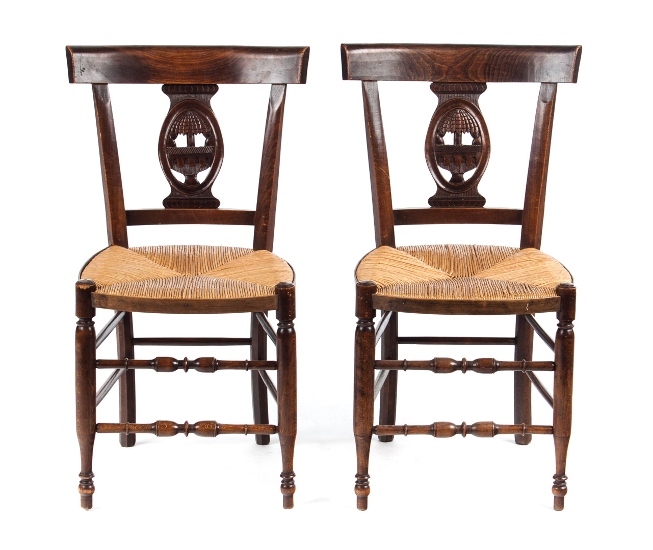 Appraisal: Pair of rush-seat chairs