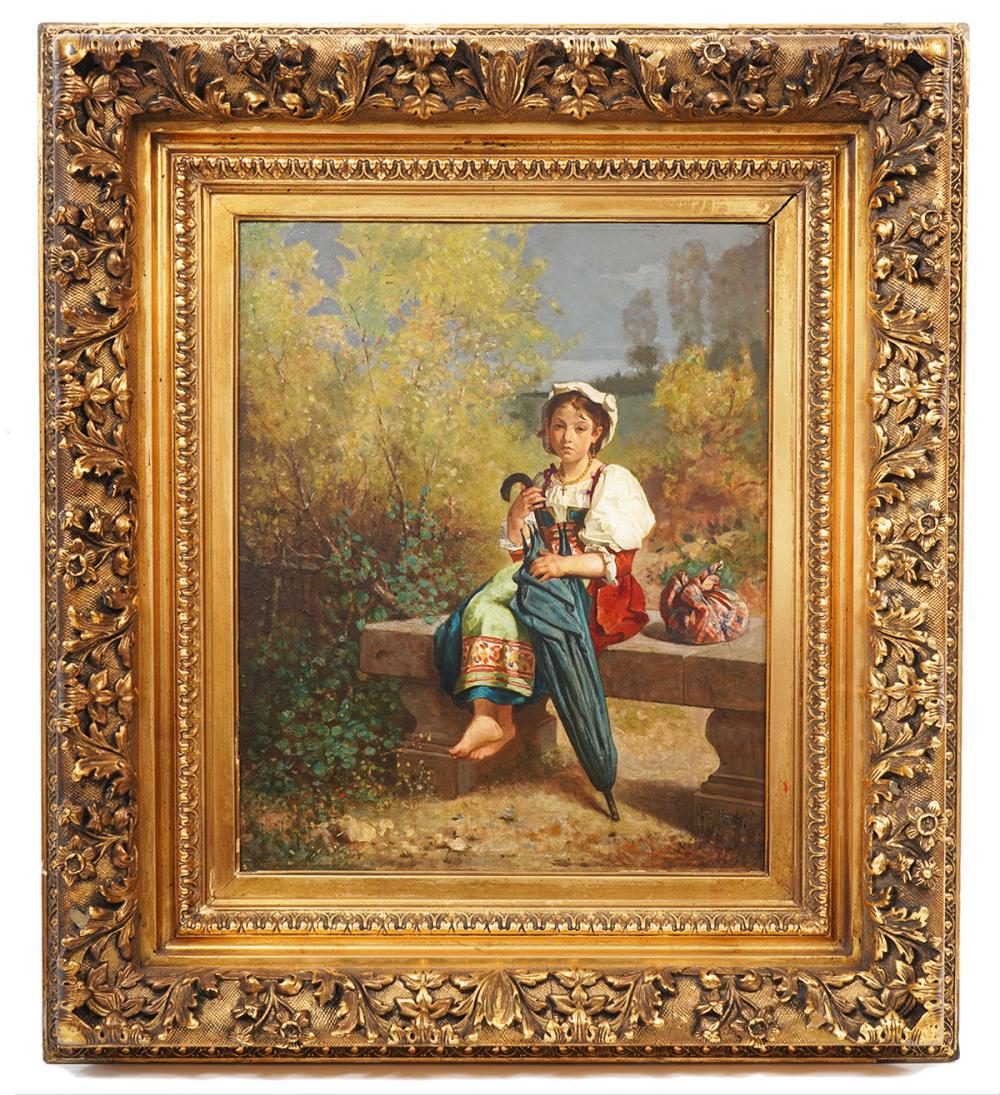 Appraisal: GUERMAN VON BOHN 'ROMAN GIRL' OIL PAINTINGGerman Von Bohn Germany