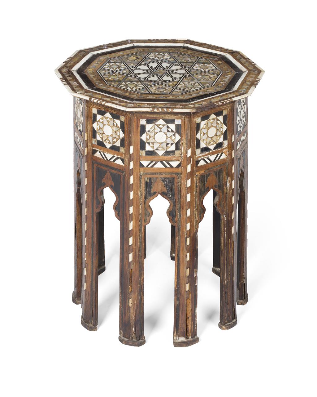 Appraisal: YSYRIAN MOTHER OF PEARL AND BONE INLAID TABLE EARLY TH