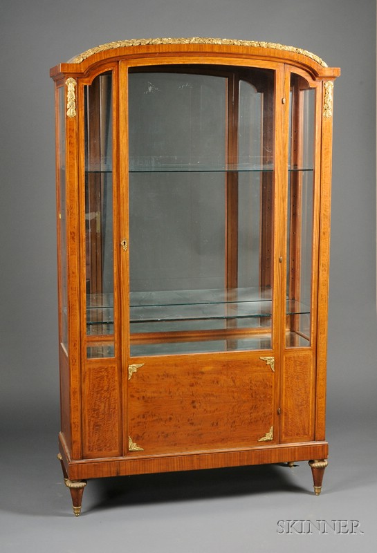 Appraisal: French Art Deco Inlaid Tulipwood and Ormolu-mounted Vitrine th century