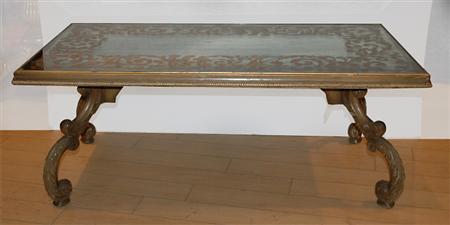 Appraisal: Gilt Decorated Mirrored Top Coffee Table Estimate -