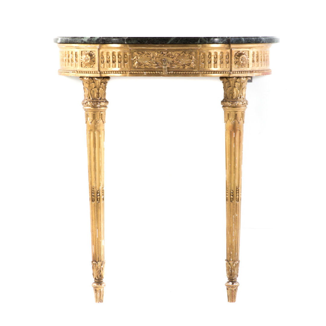 Appraisal: Louis XVI style gilt wood console table th century bow-front