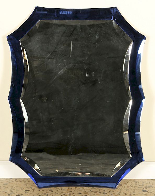 Appraisal: UNIQUE SHAPED ITALIAN MIRROR COBALT GLASS A unique shaped Italian