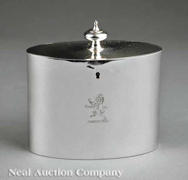 Appraisal: A George III Sterling Silver Tea Caddy maker IH possibly