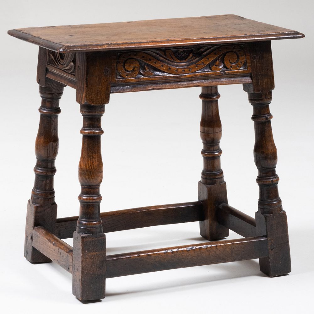 Appraisal: William and Mary Style Oak Joint Stool x x in