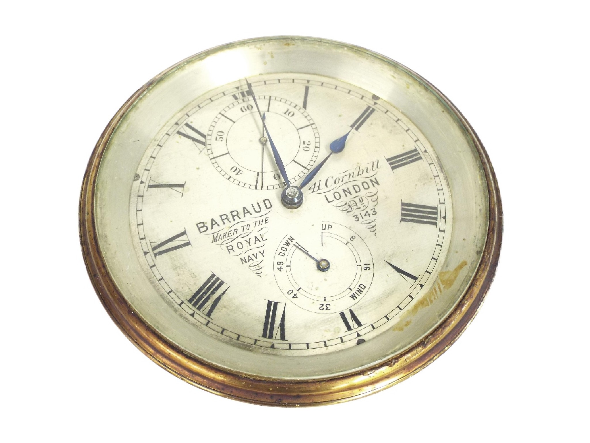 Appraisal: English two day marine chronometer the silvered dial signed Barraud