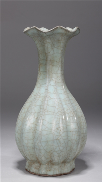 Appraisal: Chinese celadon crackle glazed vase with fluted design to body