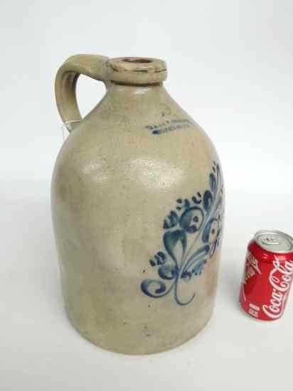 Appraisal: th c stoneware jug with floral decoration marked ''J A