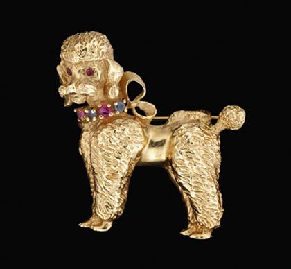 Appraisal: karat yellow gold poodle pin Standard poodle pin accented by