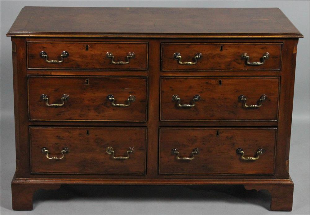 Appraisal: GEORGIAN STYLE YEW WOOD DOUBLE CHEST having a rectangular and