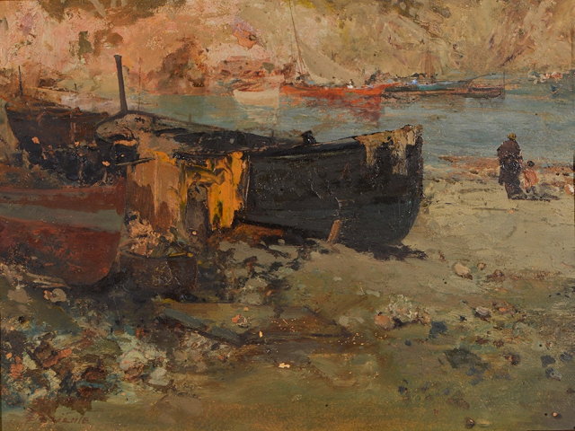 Appraisal: EZELINO BRIANTE - Boats in the harbour and fisherman's boats