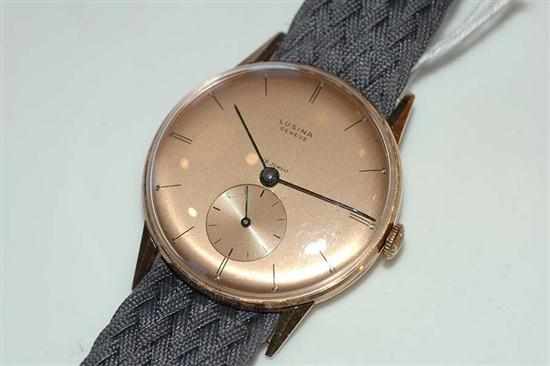 Appraisal: A MANUAL WIND LUSINA WRISTWATCH TO AN CT ROSE GOLD